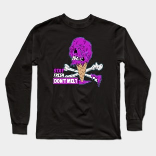 Cute Skeleton Screaming Ice Cream Skull Long Sleeve T-Shirt